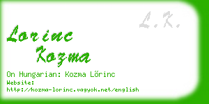 lorinc kozma business card