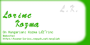 lorinc kozma business card